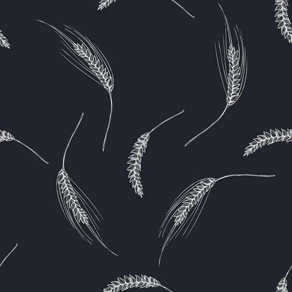 手绘粉笔黑麦无缝图案 — 图库矢量图片