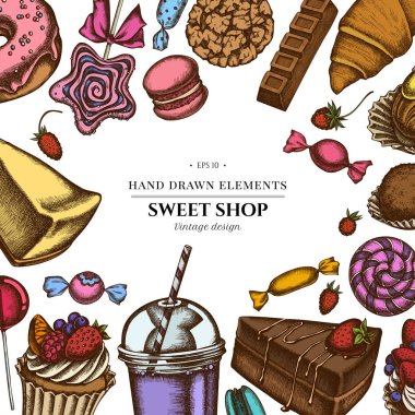 Tarçın, makarna, lolipop, bar, şeker, portakal, çörek ve ekmek, kruvasan ve ekmek, çilek, süt kutuları, smoothie cup, lolipop, dumanlı kavanoz, cheesecake, eclair