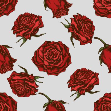 Kusursuz desenli, el çizimi güller.