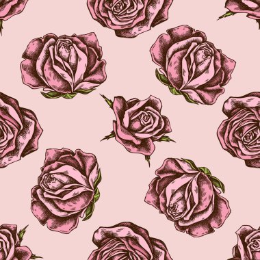 Kusursuz desenli, el çizimi güller.