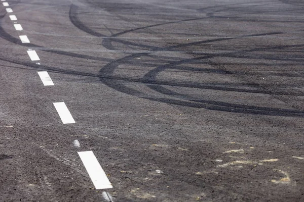 Burnout Tire Mark On Asphalt — 스톡 사진