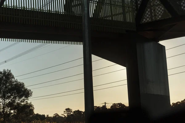 Abstract Modern Bridge Silhouette During Afternoon Sunset — Stock Photo, Image