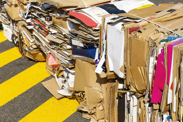 Cardboard Stacked Ready For Recycling — Stock Photo, Image