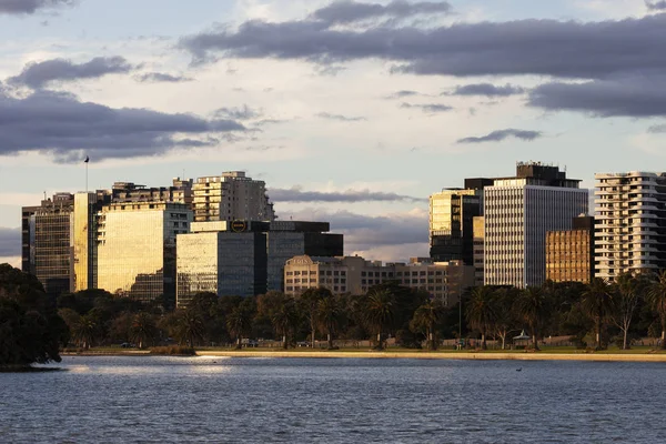 Sun Setting On Inner City Albert Park Lake Architecture