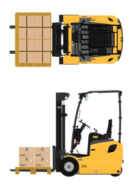 Rcounterbalance forklift beyaz zemin üzerinde. Düz vektör