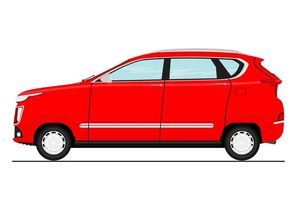 Cartoon Moderne Suv Auto Zijaanzicht Platte Vector — Stockvector