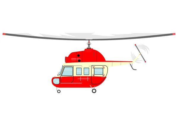 Cartoon Helicopter Side View Flat Vector — Stock Vector