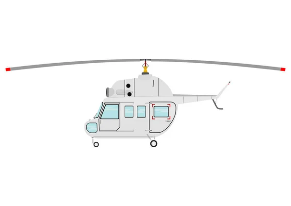 Cartoon Helicopter Side View Flat Vector — Stock Vector