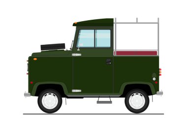 Retro karikatür off-road araç. Yan görünümü. Düz vektör.