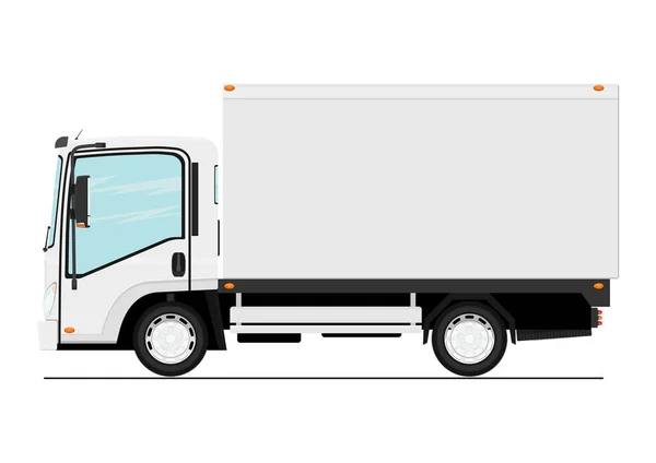 Cartoon Moderne Kleine Vrachtwagen Zijaanzicht Platte Vector — Stockvector
