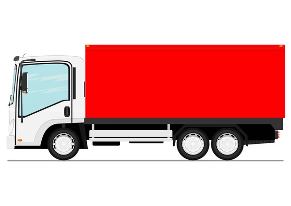Cartoon Modern Small Truck Side View Flat Vector — Stock Vector