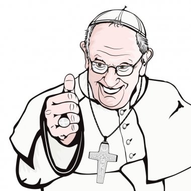 Vatican. Circa year 2018. Flat vector of Pope Francis on white background in comics style. clipart