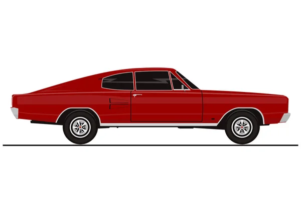 Vector Muscle Car Sticker White Background Side View Flat Vector — Stock Vector
