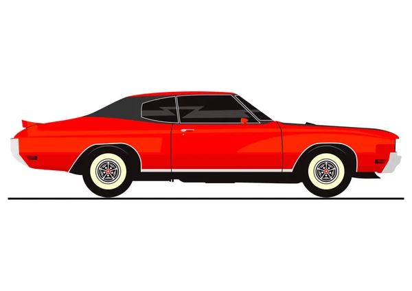 Pegatina Vectorial Coche Músculo Retro Vista Lateral Vector Plano — Vector de stock