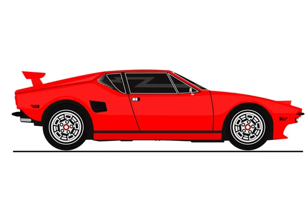 Pegatina Vectorial Coche Deportivo Vintage Vista Lateral Vector Plano — Vector de stock