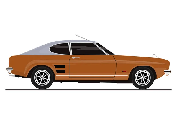 Sticker Met Zijaanzicht Van Retro Coupe Auto Platte Vector — Stockvector