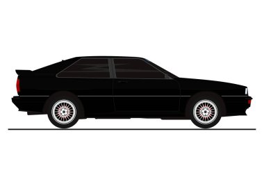 Retro coupe etiket. Yan görünümü. Düz vektör.