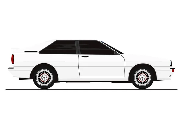 Retro Coupe Sticker Zijaanzicht Platte Vector — Stockvector