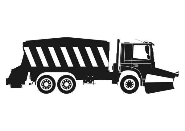 Snow Plow Silhouette Snow Plough White Background Side View Flat — Stock Vector