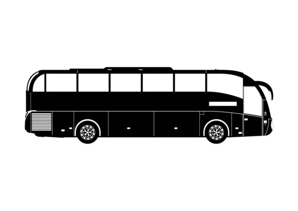 Coach Silhouette Side View Tourist Coach Flat Vector — Stock Vector