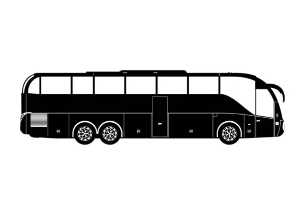 Силуэт Тренера Вид Сбоку Туристического Автобуса Плоский Вектор — стоковый вектор