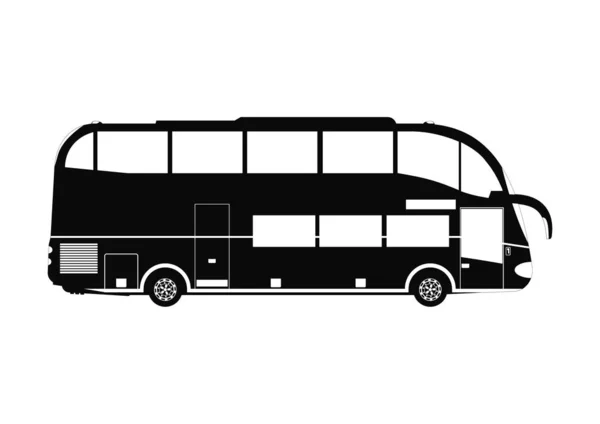 Coach Silhouette Side View Tourist Coach Flat Vector — Stock Vector