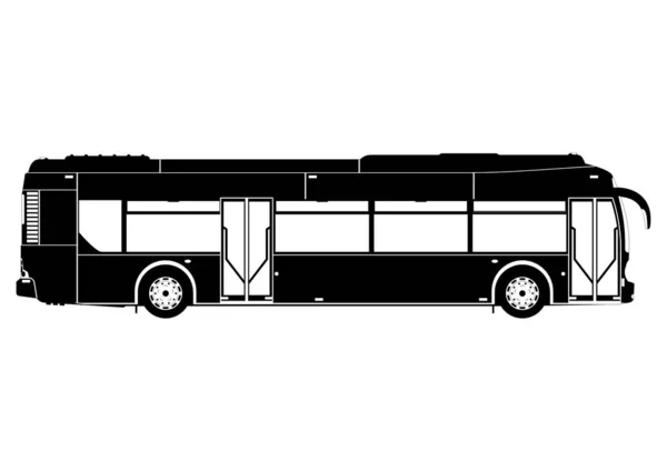 Silueta Městského Autobusu Boční Pohled Městský Autobus Plochý Vektor — Stockový vektor
