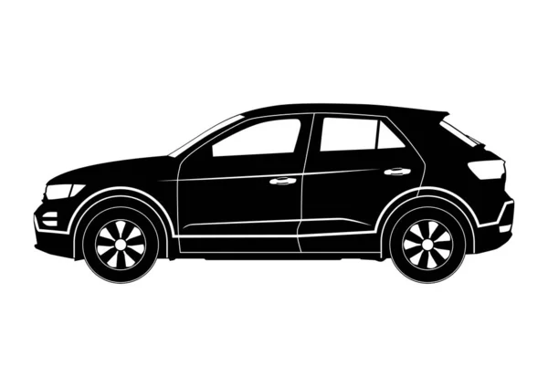 Silueta Cruce Moderno Coche Suv Compacto Vista Lateral Vector Plano — Vector de stock