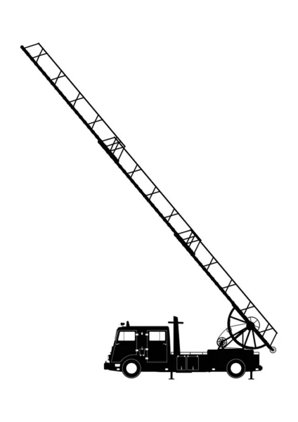 Силуэт Пожарной Машины Вид Сбоку Плоский Вектор — стоковый вектор