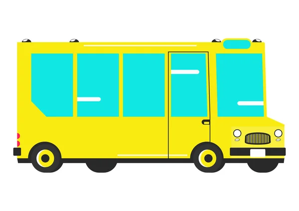 Autobús Escolar Dibujos Animados Vista Lateral Autobús Escolar Simplificado Vector — Vector de stock