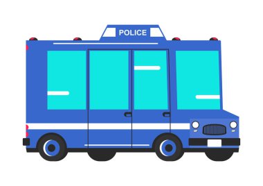 Polis arabası. Basit bir polis arabasının yan görüntüsü. Düz vektör.
