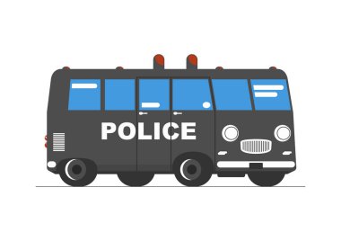 Polis arabası. Basit bir polis arabasının yan görüntüsü. Düz vektör.