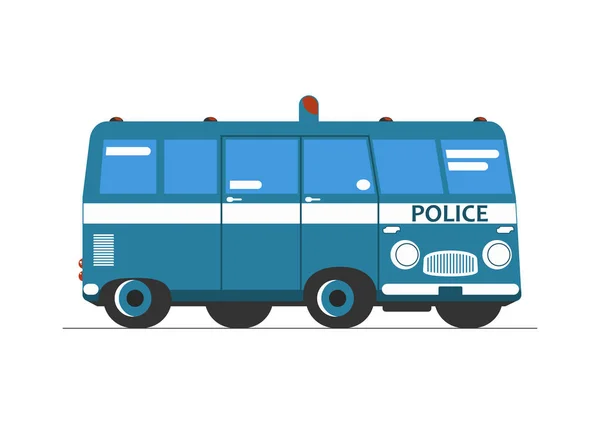 Polis Arabası Basit Bir Polis Arabasının Yan Görüntüsü Düz Vektör — Stok Vektör