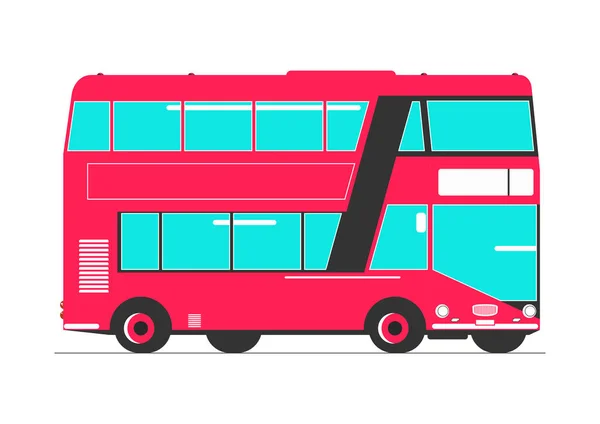 Double Étage Bus Impériale Simplifié Vue Latérale Vecteur Plat — Image vectorielle