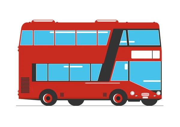 Double Étage Bus Impériale Simplifié Vue Latérale Vecteur Plat — Image vectorielle