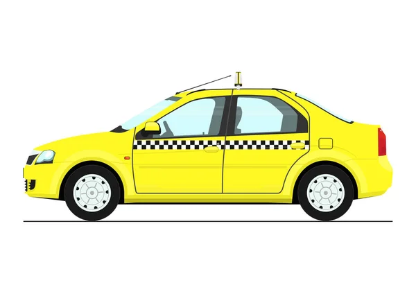 Yellow Cab Side View Modern Cartoon Taxi Yellow Flat Vector — Stock Vector