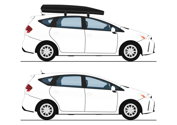 Modern Station Wagon Side View White Station Wagon Roof Box — 스톡 벡터