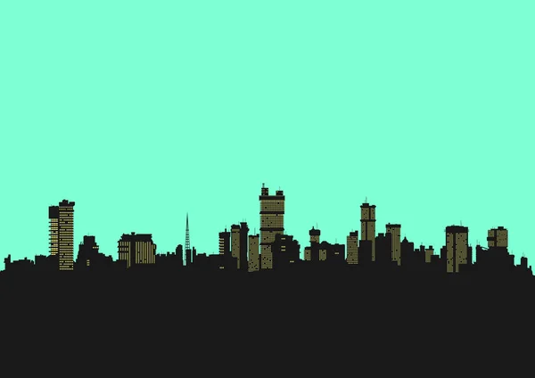 Stadtbild Hintergrund Leuchtenden Farben Mit Der Silhouette Der Modernen Stadt — Stockvektor