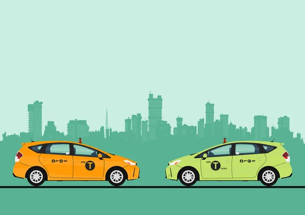 New York États Unis Vers 2020 Deux Variétés Taxis New — Image vectorielle