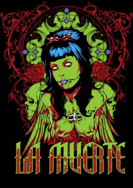 Zombi kız illüstrasyon vektör biçimi .