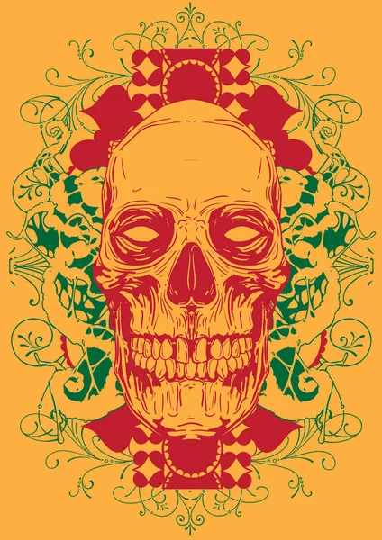 Traditional skull illustration vector format — Stock Vector