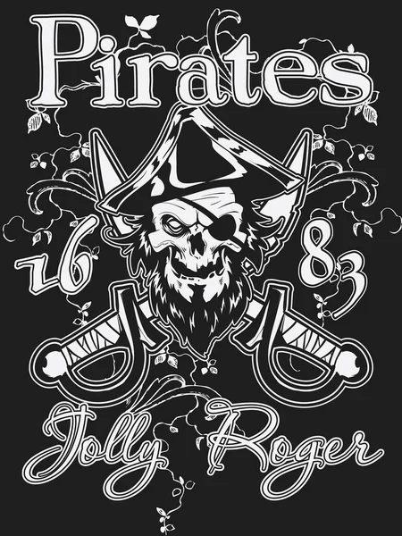 Illustration Crâne Pirate Design — Image vectorielle