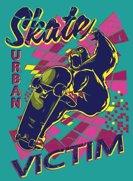 Desenho Vítima Skate Urbano —  Vetores de Stock