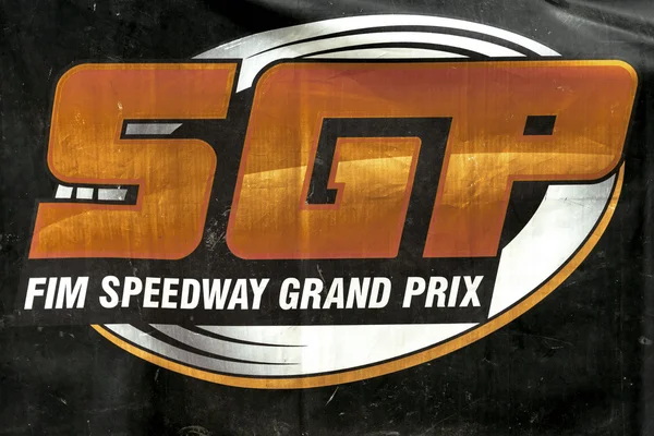 Dettaglio del logo su uno striscione di SGP a Stoccolma FIM Speedway — Foto Stock