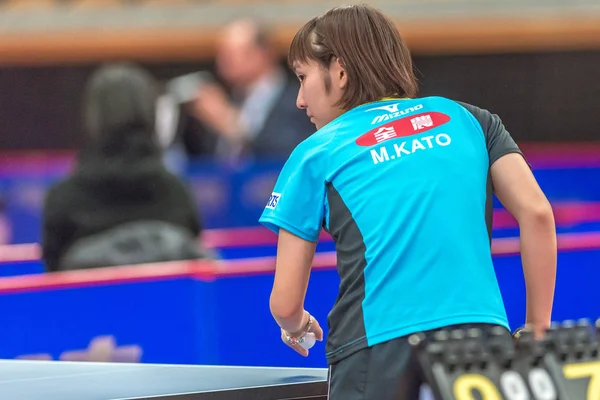 Miyu Kato (Jpn) vs Georgina Pota Hun) o tourna tenis stołowy — Zdjęcie stockowe