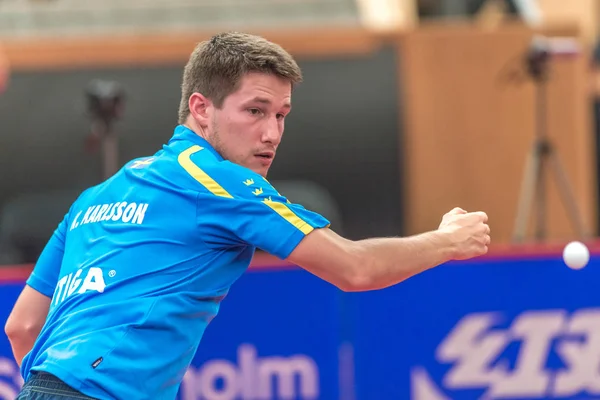 Joao Monteiro (POR) vs Kristian Karlsson (SWE) al tavolo tenn — Foto Stock