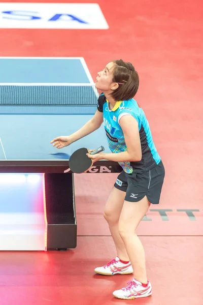 Kasumi Ishikawa (Jpn) vs Li Qian (Pol) σε tourn το πινγκ-πονγκ — Φωτογραφία Αρχείου