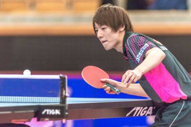 Yuya Oshima (JPN) vs Kenta Matsudaira (JPN) at the table tennis  clipart