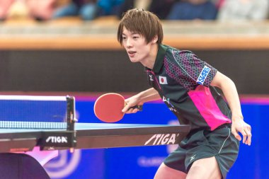 Yuya Oshima (JPN) vs Kenta Matsudaira (JPN) at the table tennis  clipart