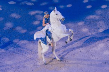 İle İsveç uluslararası bir beyaz kanatlı at Pegasus göster